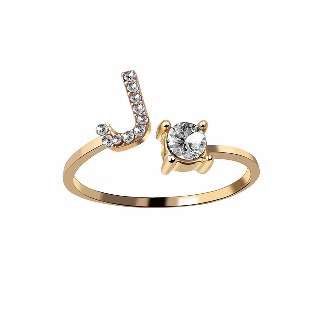 Fashion 26 Initial Letter Ring Silver Color Personality Finger Rings